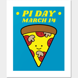 Pi Day March 14 Kawaii Pizza Slice Posters and Art